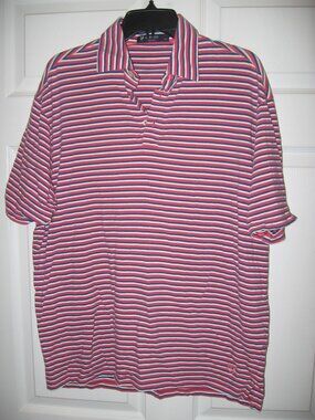 Cremieux Classics Red White & Blue Striped Polo Men's Size Large